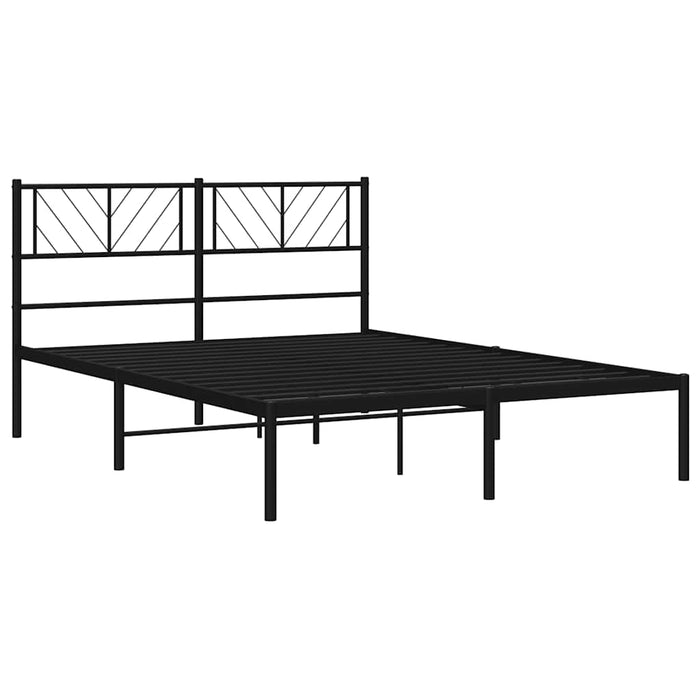 Cadru de pat metalic cu tăblie, negru, 135x190 cm WALTI