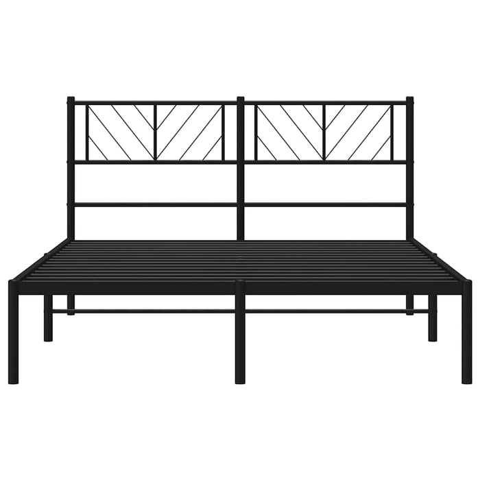 Cadru de pat metalic cu tăblie, negru, 135x190 cm WALTI
