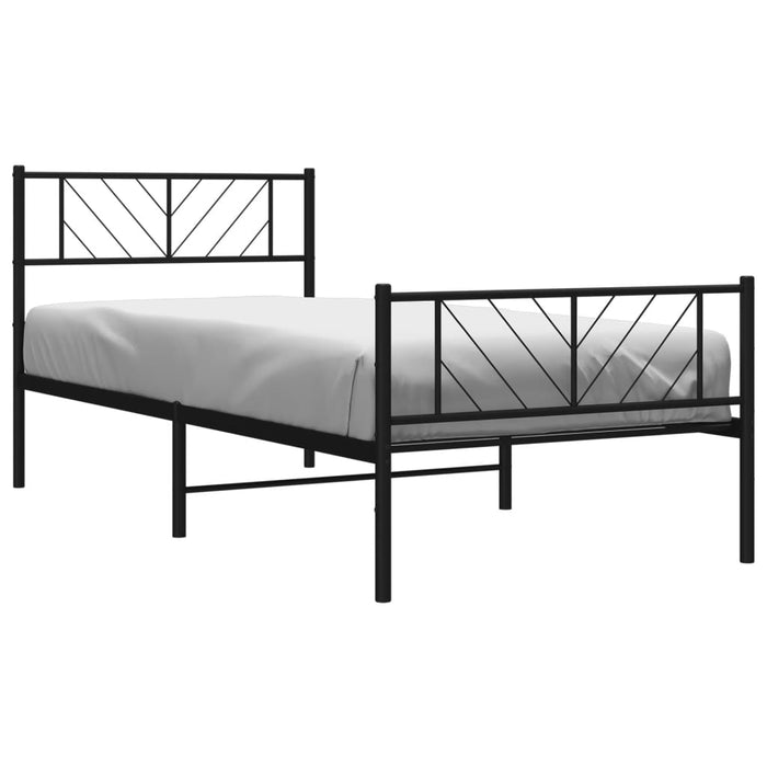 Cadru pat metalic cu tăblii de cap/picioare, negru, 75x190 cm - WALTI WALTI