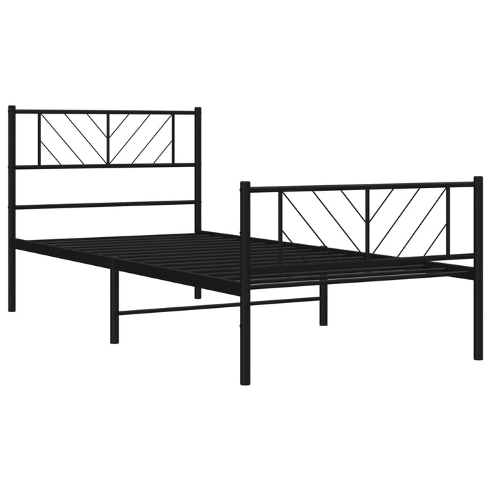 Cadru pat metalic cu tăblii de cap/picioare, negru, 75x190 cm - WALTI WALTI