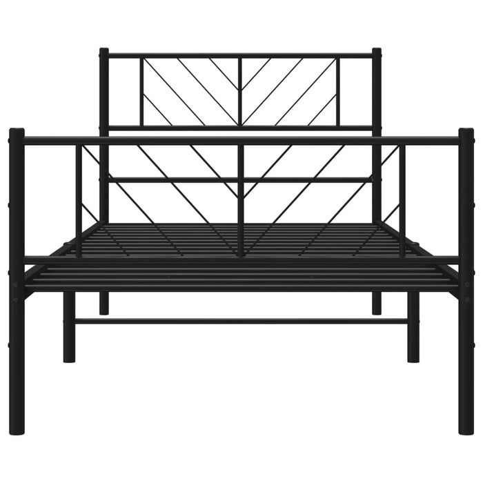 Cadru pat metalic cu tăblii de cap/picioare, negru, 75x190 cm - WALTI WALTI