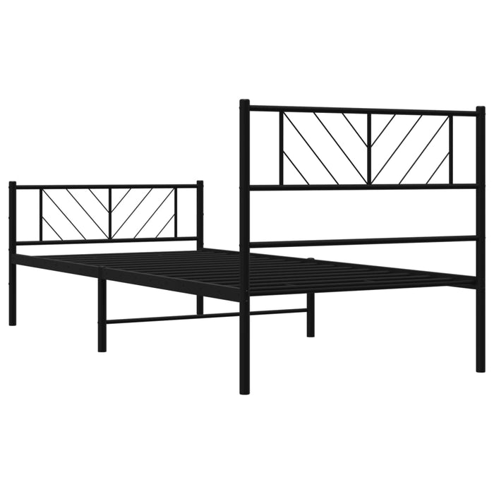 Cadru pat metalic cu tăblii de cap/picioare, negru, 75x190 cm - WALTI WALTI