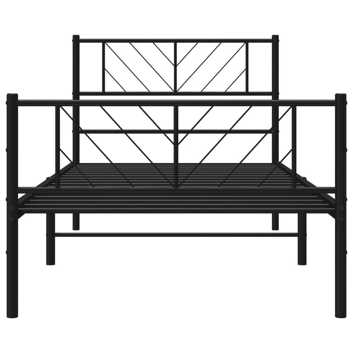Cadru pat metalic cu tăblii de cap/picioare, negru, 80x200 cm WALTI