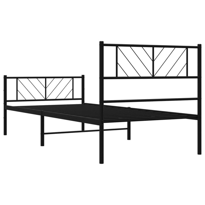 Cadru pat metalic cu tăblii de cap/picioare, negru, 80x200 cm WALTI