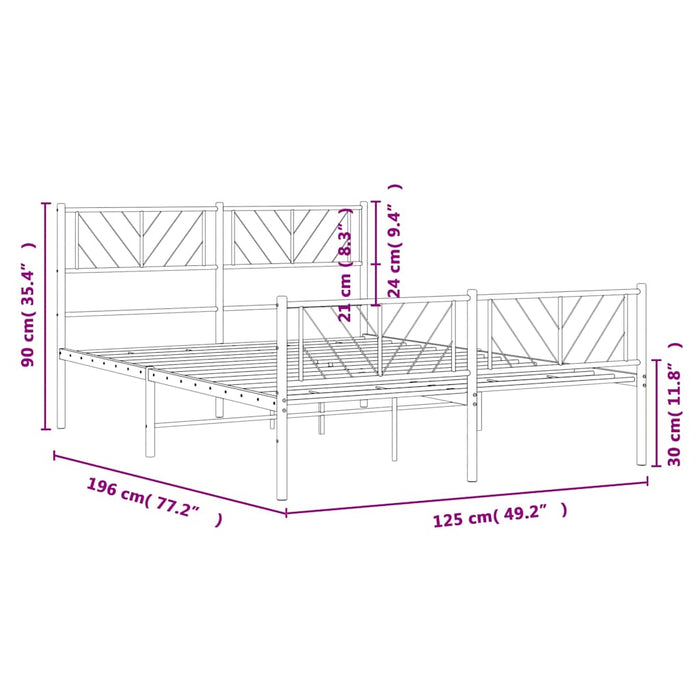 Cadru pat metalic cu tăblie de cap/picioare, negru, 120x190 cm - WALTI WALTI