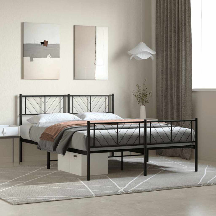 Cadru pat metalic cu tăblie de cap/picioare, negru, 120x190 cm - WALTI WALTI