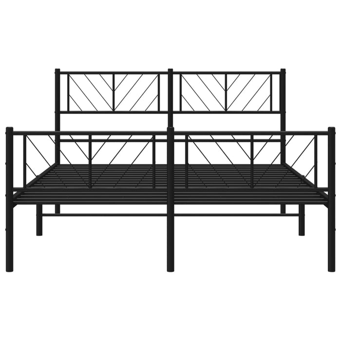 Cadru pat metalic cu tăblie de cap/picioare, negru, 140x190 cm WALTI