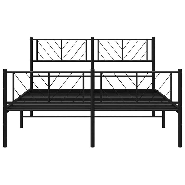 Cadru pat metalic cu tăblie de cap/picioare, negru, 150x200 cm WALTI