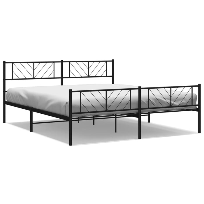 Cadru pat fără saltea, tăblie de picioare negru 180x200cm metal WALTI