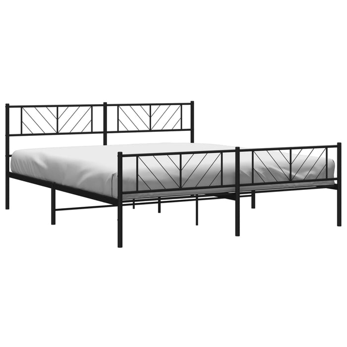Cadru pat fără saltea, tăblie de picioare negru 180x200cm metal WALTI