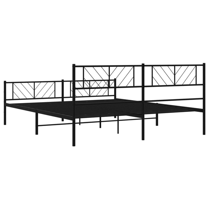 Cadru pat fără saltea, tăblie de picioare negru 180x200cm metal WALTI