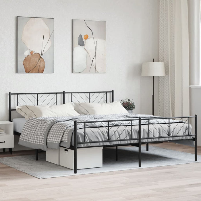 Cadru pat fără saltea, tăblie de picioare negru 180x200cm metal WALTI