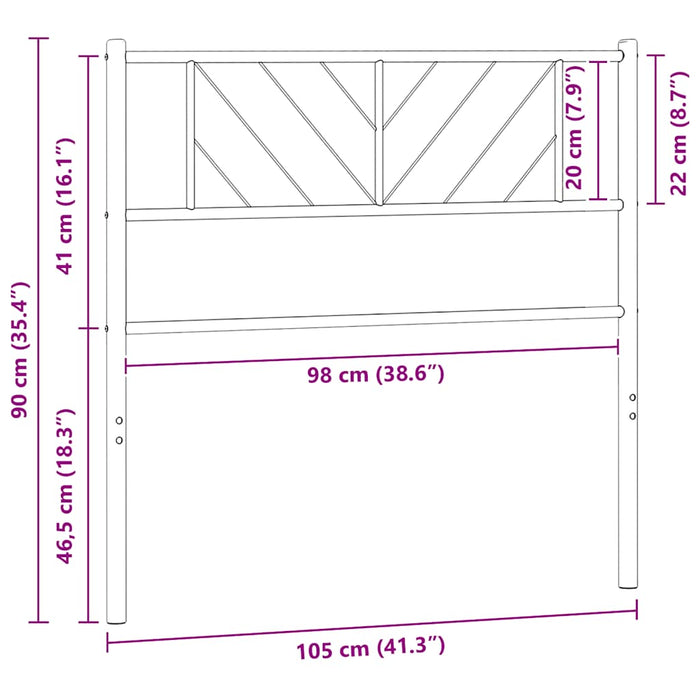 Tăblie de pat de schimb metalică, negru, 100 cm WALTI