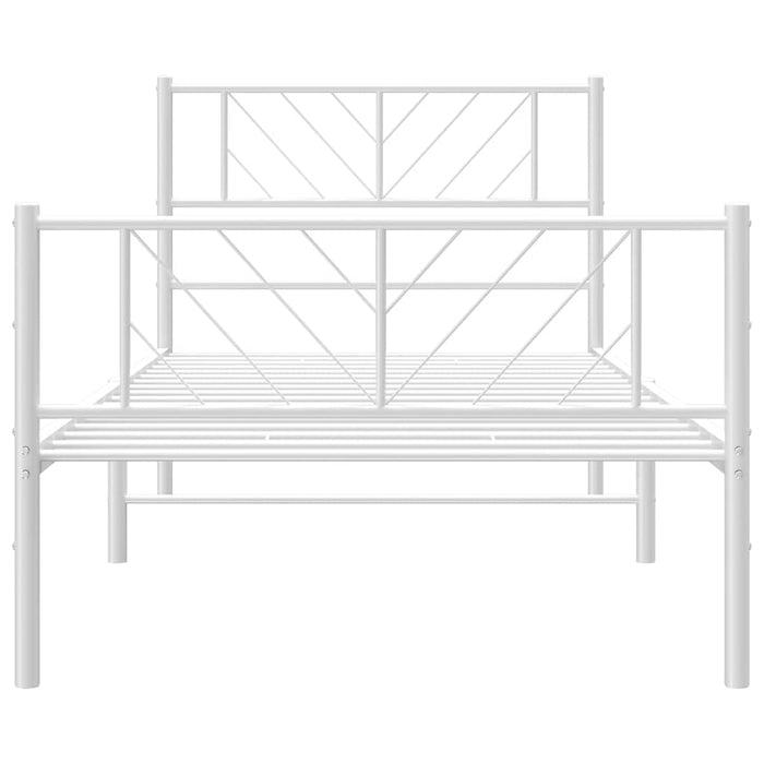 Cadru de pat metalic cu tăblie de cap/picioare, alb, 100x200 cm - WALTI WALTI