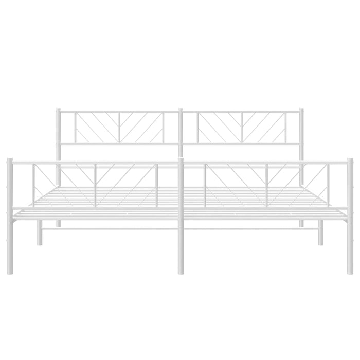 Cadru de pat metalic cu tăblie de cap/picioare, alb, 183x213 cm - WALTI WALTI