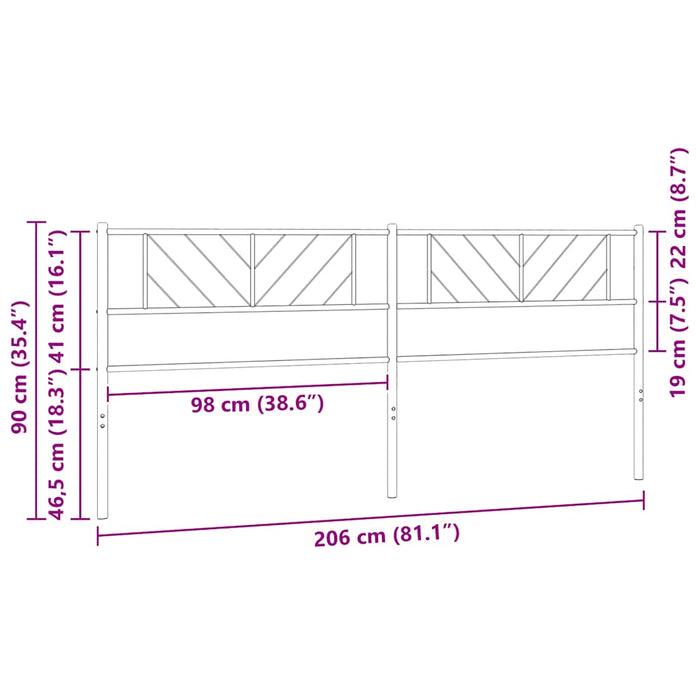 Tăblie de pat de schimb metalică, alb, 200 cm WALTI