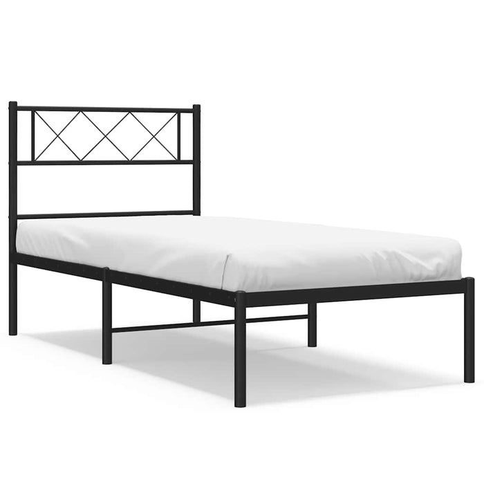 Cadru de pat din metal cu tăblie, negru, 100x200 cm WALTI