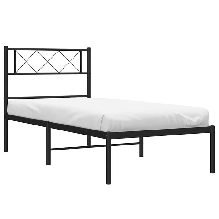 Cadru de pat din metal cu tăblie, negru, 100x200 cm WALTI