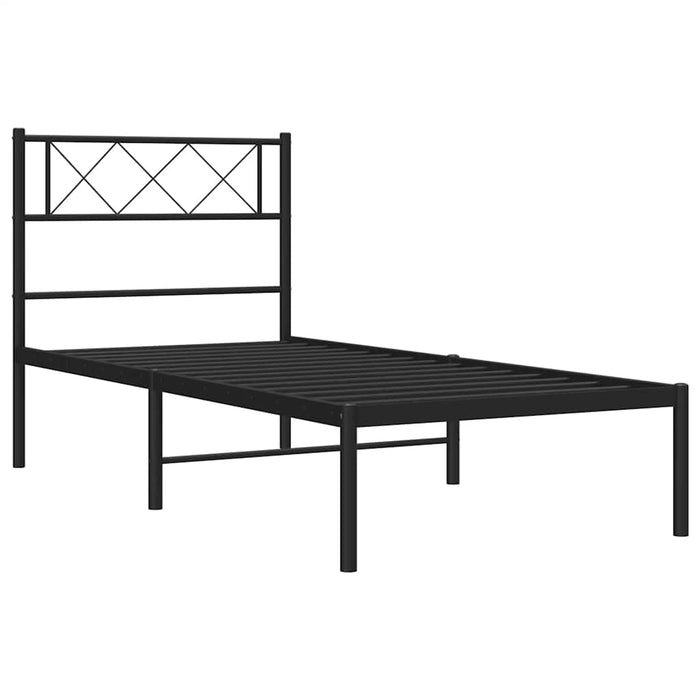 Cadru de pat din metal cu tăblie, negru, 100x200 cm WALTI