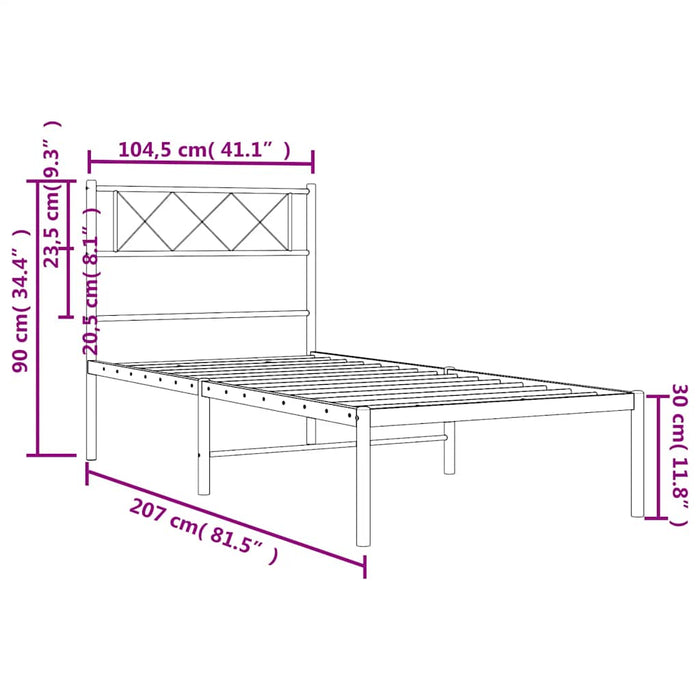 Cadru de pat din metal cu tăblie, negru, 100x200 cm WALTI