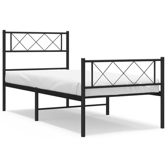 Cadru pat metalic cu tăblii de cap/picioare, negru, 90x190 cm - WALTI WALTI