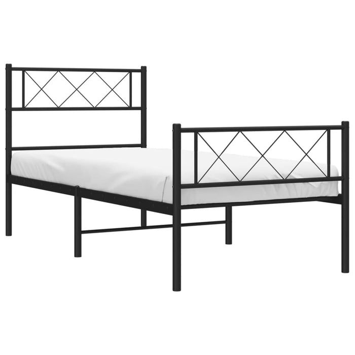 Cadru pat metalic cu tăblii de cap/picioare, negru, 90x190 cm - WALTI WALTI