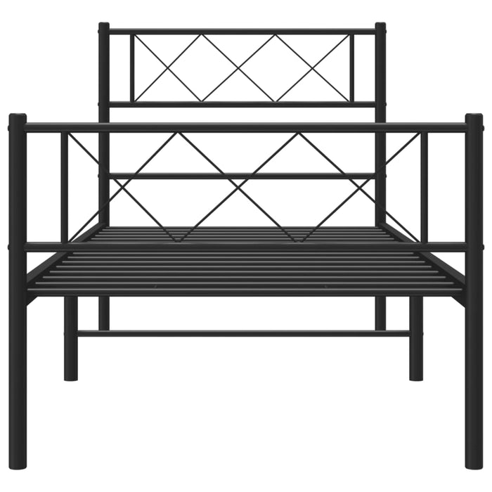 Cadru pat metalic cu tăblii de cap/picioare, negru, 90x190 cm - WALTI WALTI