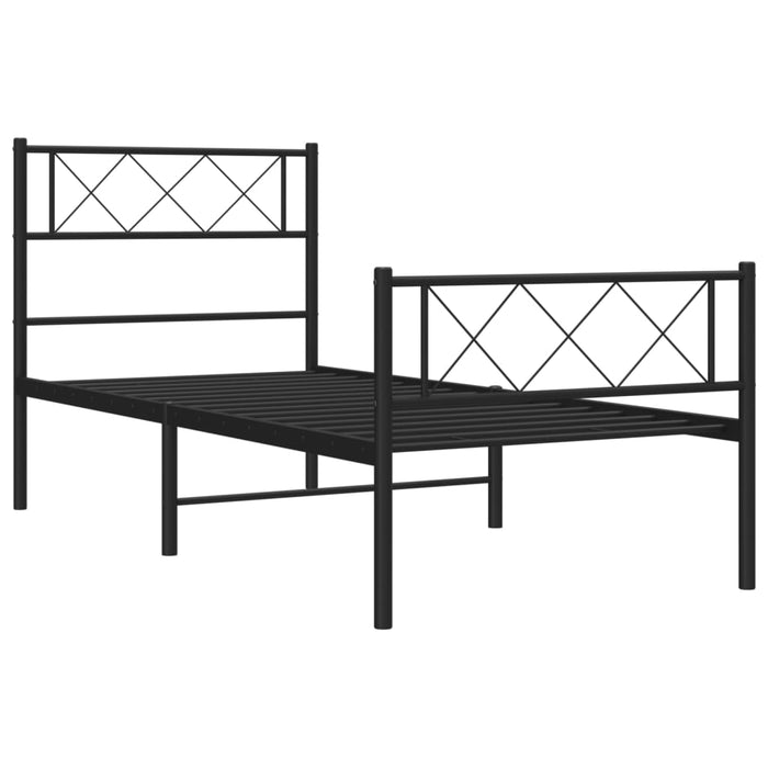 Cadru pat metalic cu tăblii de cap/picioare, negru, 90x190 cm - WALTI WALTI