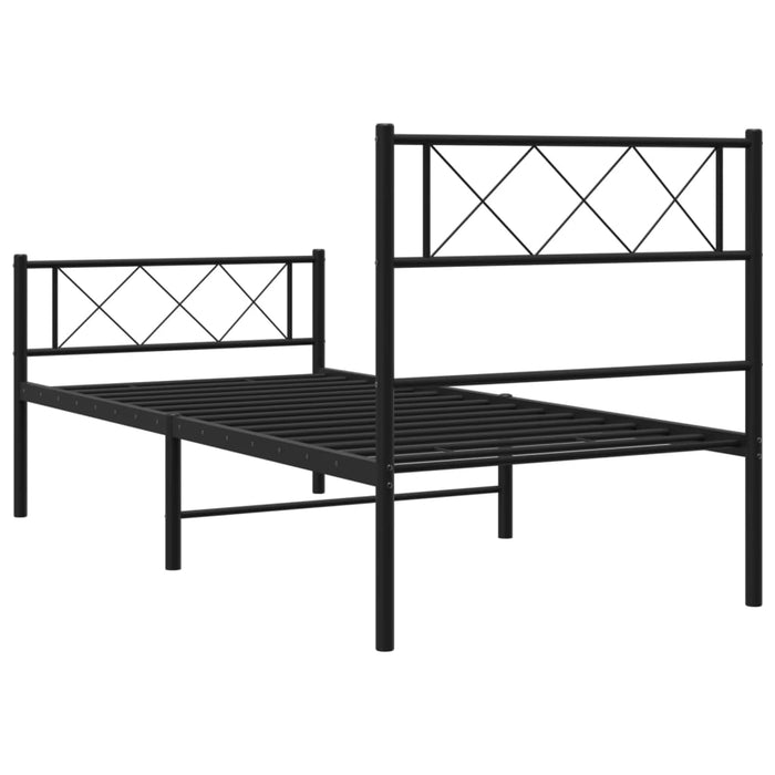 Cadru pat metalic cu tăblii de cap/picioare, negru, 90x190 cm - WALTI WALTI