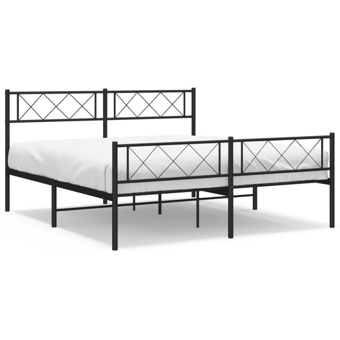 Cadru pat metalic cu tăblie de cap/picioare, negru, 135x190 cm - WALTI WALTI