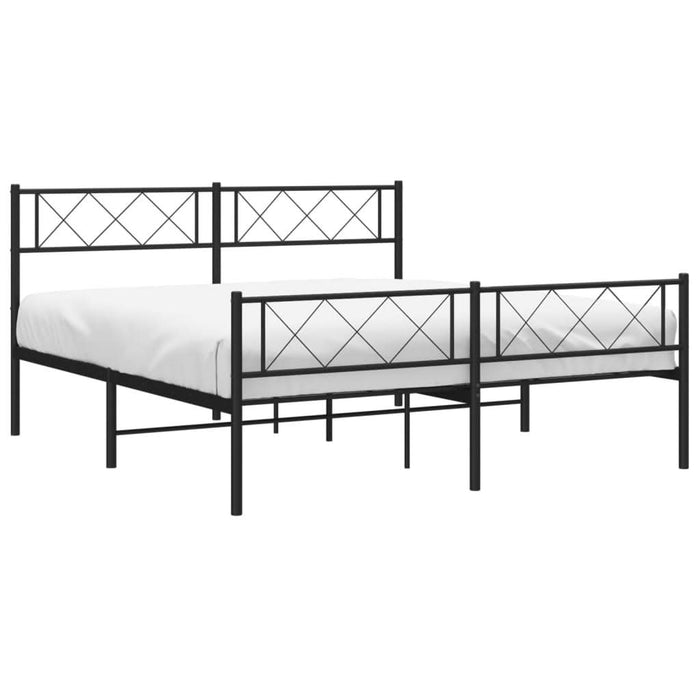 Cadru pat metalic cu tăblie de cap/picioare, negru, 135x190 cm - WALTI WALTI
