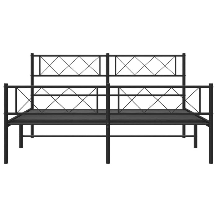 Cadru pat metalic cu tăblie de cap/picioare, negru, 135x190 cm - WALTI WALTI