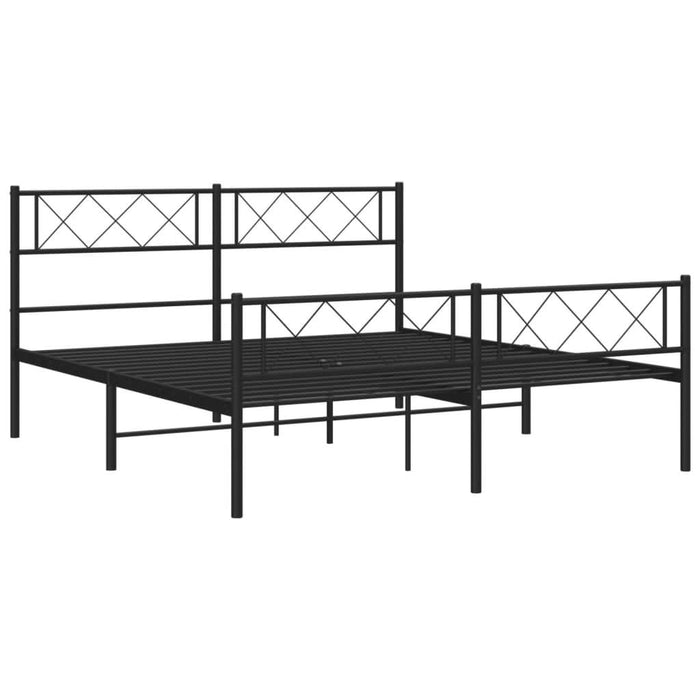Cadru pat metalic cu tăblie de cap/picioare, negru, 135x190 cm - WALTI WALTI