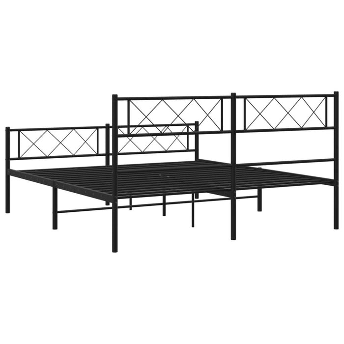 Cadru pat metalic cu tăblie de cap/picioare, negru, 135x190 cm - WALTI WALTI
