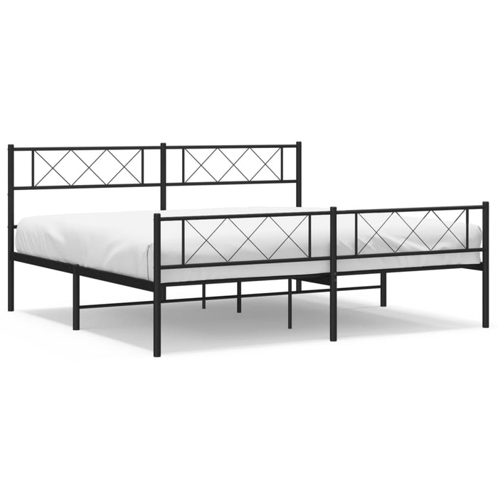 Cadru pat fără saltea, tăblie de picioare negru 180x200cm metal WALTI