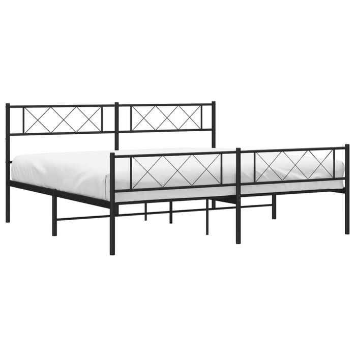 Cadru pat fără saltea, tăblie de picioare negru 180x200cm metal WALTI