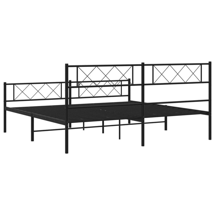 Cadru pat fără saltea, tăblie de picioare negru 180x200cm metal WALTI