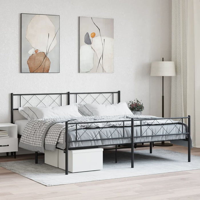 Cadru pat fără saltea, tăblie de picioare negru 180x200cm metal WALTI