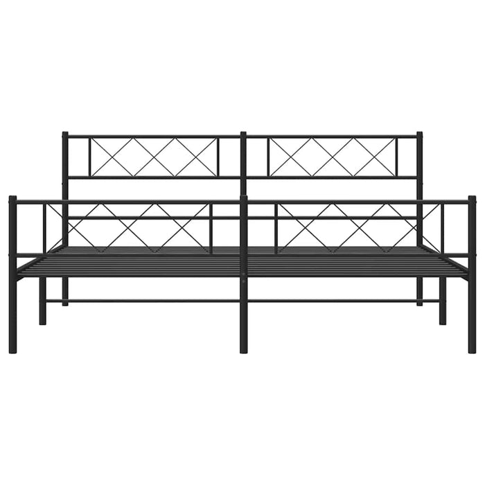 Cadru pat metalic cu tăblii de cap/picioare, negru, 183x213 cm - WALTI WALTI