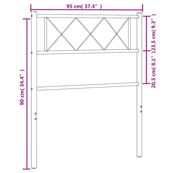 Tăblie de pat metalică, negru, 90 cm - WALTI WALTI