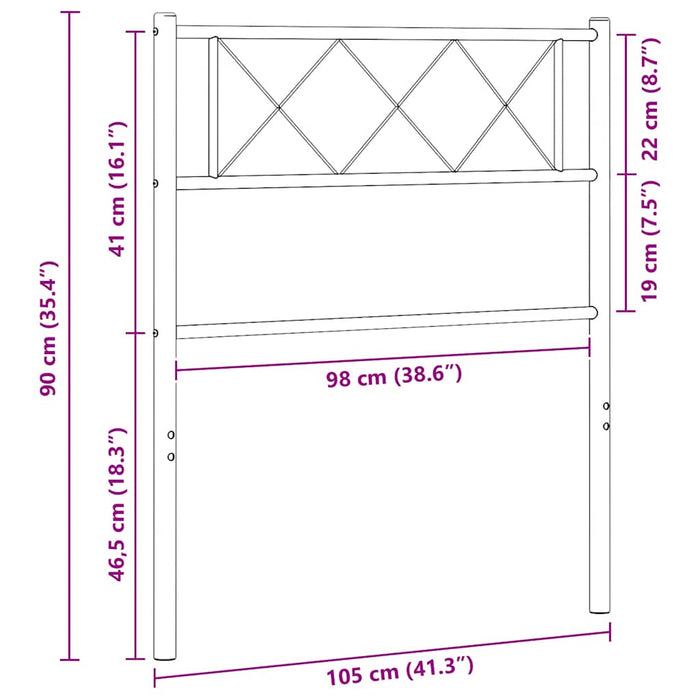 Tăblie de pat de schimb metalică, negru, 100 cm WALTI