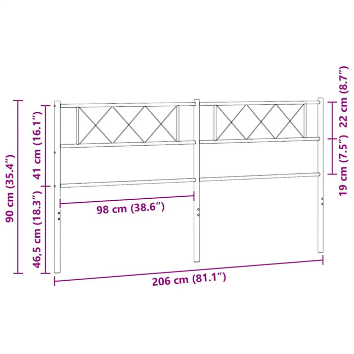 Tăblie de pat de schimb metalică, negru, 200 cm WALTI