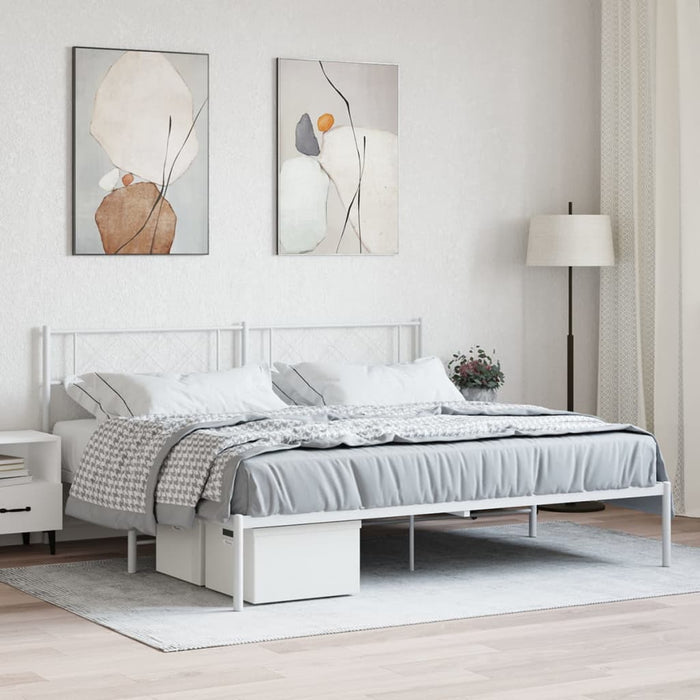 Cadru de pat metalic cu tăblie, alb, 180x200 cm - WALTI WALTI