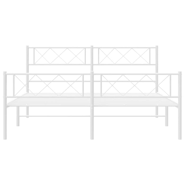Cadru de pat metalic cu tăblie, alb, 135x190 cm - WALTI WALTI