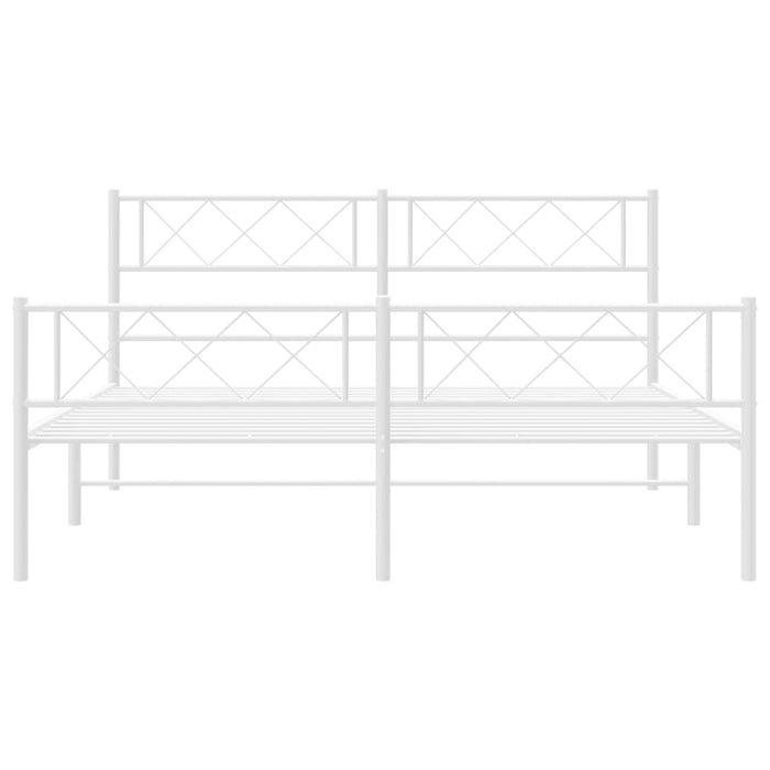 Cadru de pat metalic cu tăblie de cap/picioare, alb, 140x190 cm - WALTI WALTI