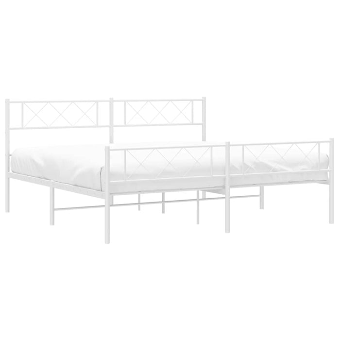 Cadru de pat metalic cu tăblie de cap/picioare, alb, 183x213 cm - WALTI WALTI
