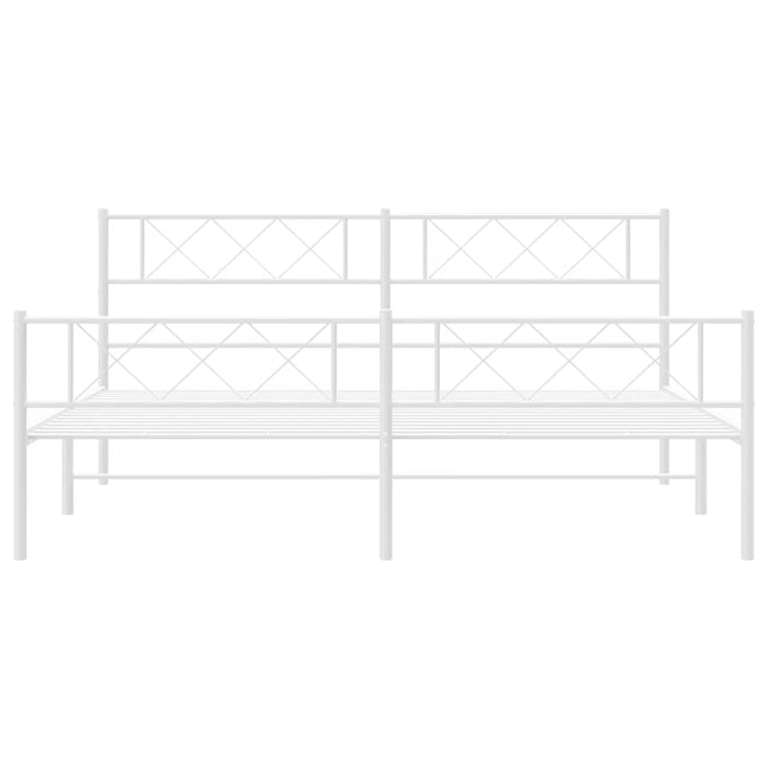 Cadru de pat metalic cu tăblie de cap/picioare, alb, 183x213 cm - WALTI WALTI