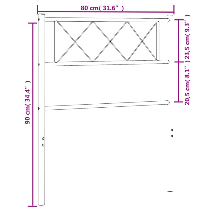 Tăblie de pat metalică, alb, 75 cm - WALTI WALTI