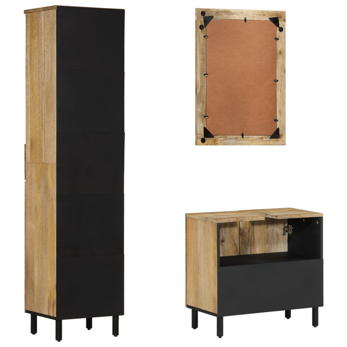 Set mobilier de baie, 3 piese, lemn masiv de mango WALTI