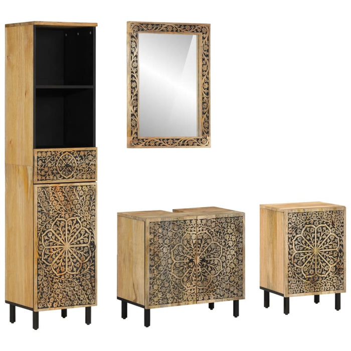 Set mobilier de baie, 4 piese, lemn masiv de mango WALTI